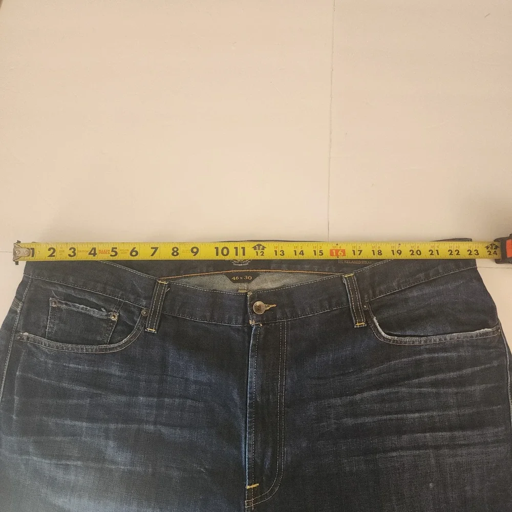 D85 Lucky Brand 181 Relaxed‎ Straight Jeans Mens 46x26 Dark Wash Blue Denim